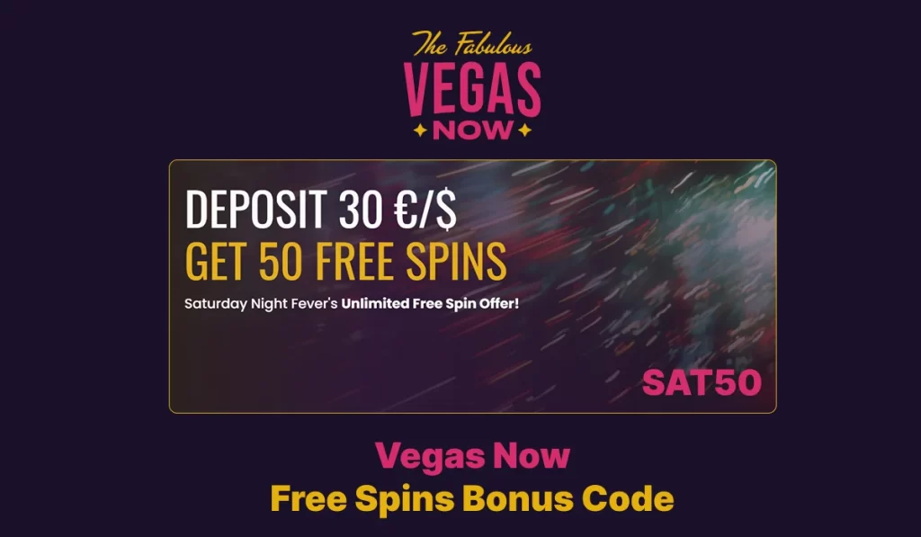 VegasNow Free Spins Bonus Code